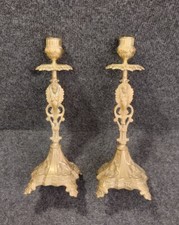 Paire De Bougeoir Bronze 19e Décor De Sphinges Et Dauphins