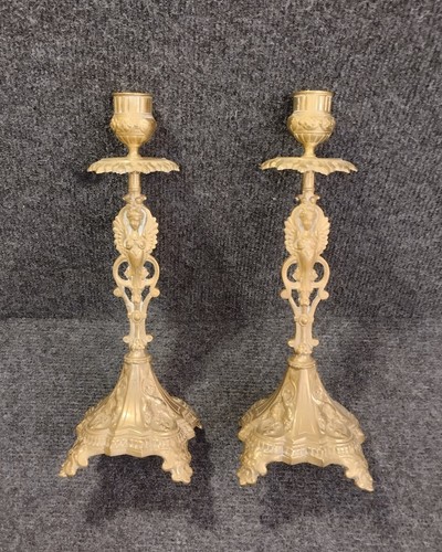 Paire bougeoir bronze 19e - bronze,