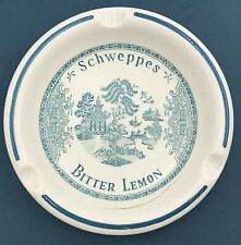 CENDRIER PUB SCHWEPPES INDIAN TONIC FAÏENCE DE GIEN ÉCRU & VERT VINTAGE Ashtray