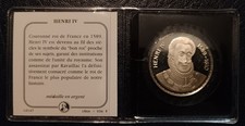 SPLENDIDE MEDAILLE HENRI IV en ARGENT MASSIF 999/1000e ETAT PARFAIT 18,5g !