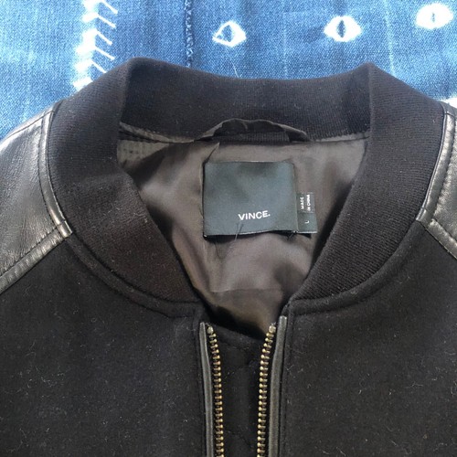 Men vince black wool leather - vince,
