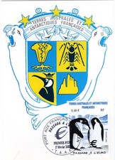 348- TAAF  - CARTE   1er JOUR   PASSAGE  A  L'  EURO   KERGUELEN