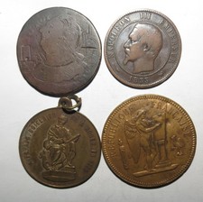 Lot de 4 jetons, essais et frappes anciennes – France XIXᵉ siècle – Napoléon III