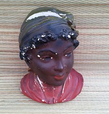 Ancienne tirelire en platre, téte de femme africaine, déco rétro, french antique