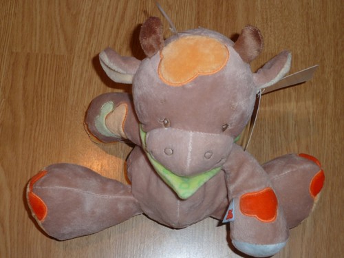 Doudou peluche vache kuh - vache, beige