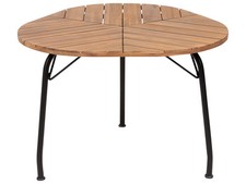 Table de Jardin en Bois d'Acacia Clair 110 cm avec Pieds en Métal Salle à M