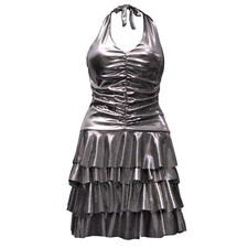 Robe de soirée fête clubbing SEXY NOIR ARGENTée BRILLANTE Taille 36 38