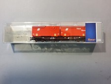 ROCO ech HO ep VI ref 67527 Wagon OBB containers HAUS ROUGES avec boite