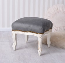 Tabouret Rembourré Gris Banc Repose-Pieds Baroque Banquette Capitonnée Antique