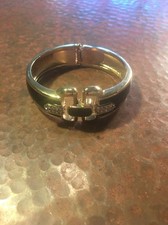 Stella & Dot Duchess Hinged Black And Gold Tone Bracelet