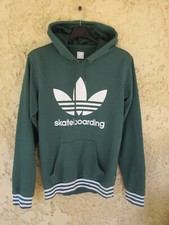 Sweat à capuche ADIDAS SKATEBOARDING shirt vert Trefoil look rétro vintage XS