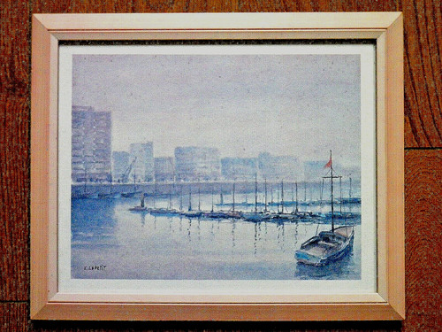 Aquarelle port boulogne sur - boulogne,