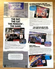 POSTER OFFICIEL SUPER NINTENDO SNES KONAMI Turtles Contra 3 Axelay Castlevania 4