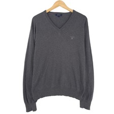 Pull Vintage GANT Pour Homme En Coton Gris Taille L