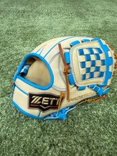 Gant de softball ZETT PROSTATUS beige/bleu motif à carreaux d'occasion