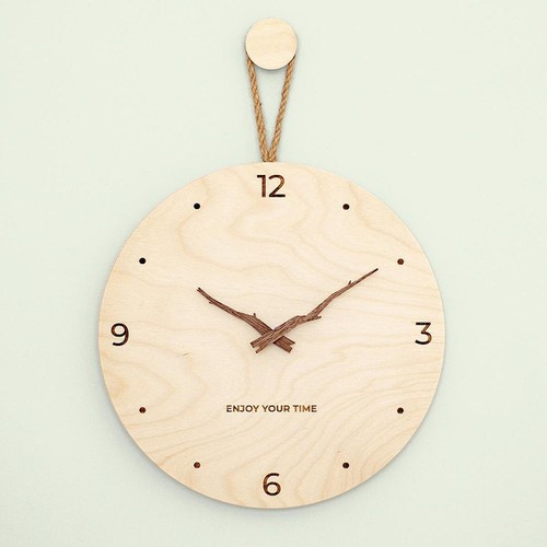 Horloge murale bois simple - murale, en