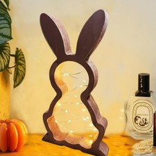Lapin en Bois avec Guirlande