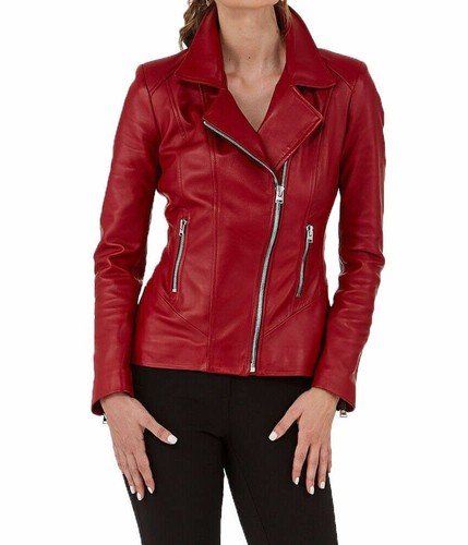 Veste cuir rouge - cuir,