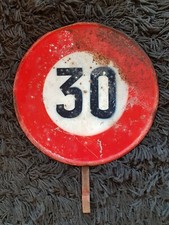 ANCIEN PANNEAU ROUTIER DE LIMITATION DE VITESSE 30 TOLE PEINTE GARAGE COLLECTION