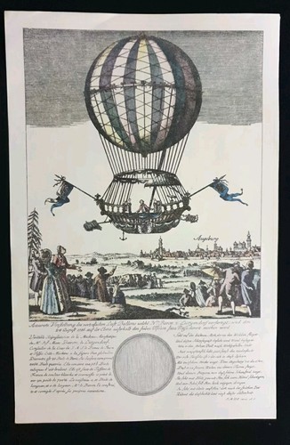Gravure montgolfiere repro - gravure, sur