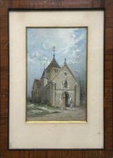 Tableau Aquarelle "Eglise St Martin à Premeaux" (21) H. Ch. Clerget (1818-1899)