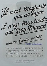 PUBLICITE GREY POUPON MOUTARDE DE DIJON AU VIN BLANC OLIVES ANCHOIS DE 1948 AD