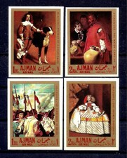 Ajman 1968 Espagnol peintures Velasquez Chien Fille Eau porteur 4v set Imperf
