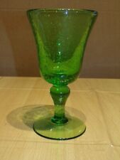 Verre / Coupe en verre verte bullé BIOT ( 17,5 cm de haut )