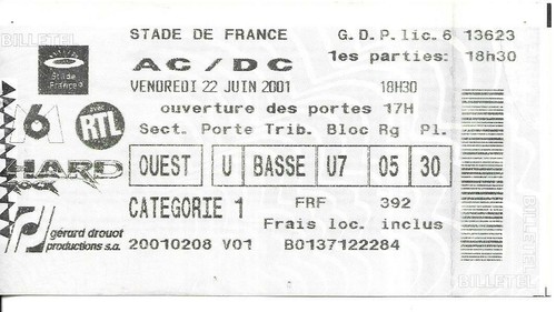 Rare ticket billet concert - ticket,