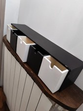 Petit meuble tour horizontale 5 tiroirs noirs et blancs