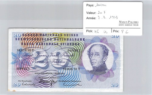 Billet suisse 20 francs - billet,