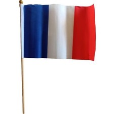 Drapeau Français 14 × 21 Cm Avec Hampe En Bois