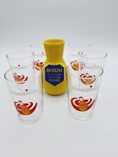 Orangina collection bouteille porte paille en opaline jaune et 6 verres vintage