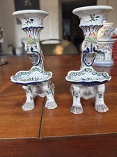 2 bougeoirs Desvres Fait Main