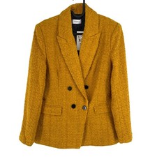 MOTIVI Femme Jaune Tricoté Veste Blazer Taille 42 Ue 38 UK 10 US 6