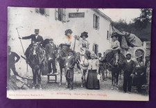 Rare carte postale ancienne CPA AUSSURUCQ Pays Basque départ pour Ahusquy animée