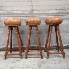 3 tabourets de bar chene cuir
