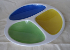 Plat service à apéritif  multicolore ,vintage ,Faïence GIEN ,palette de peinture