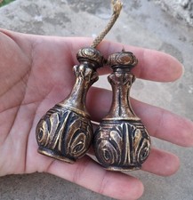 2 Anciens glands / embouts / pompons  pour cordon de rideaux, en Bronze N°25D