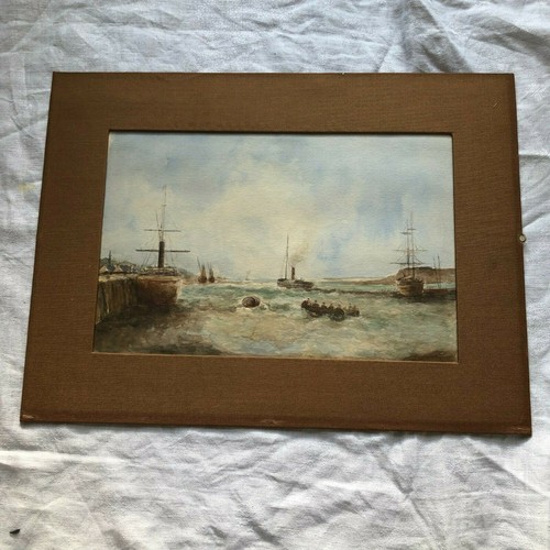 Aquarelle bord mer 19 eme - ,
