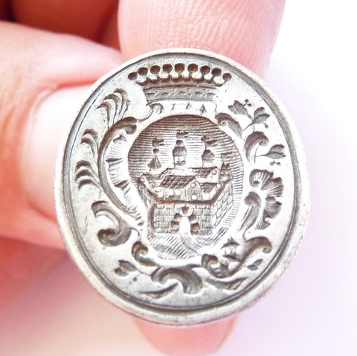 Sceau tampon argent couronne - argent,