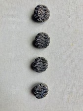 4 Boutons en verre pressé argent diamètre 1,8cm
