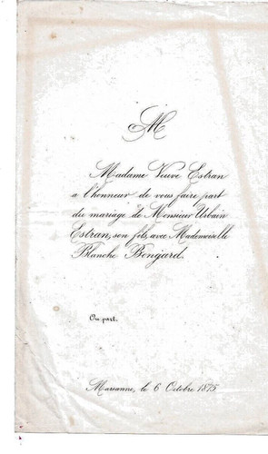 Faire part mariage 1875 - mariage,