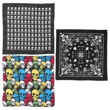  3 Pcs Bandana Pour Hommes Foulard Tete De Mort Bandeau D'Halloween Tête