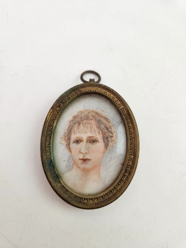 Ancien portrait miniature fait - portrait,
