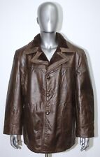 Vintage 1970s Brown Leather Coat Jacket Fur Lining SCHOTT SPORTSWEAR Size XL
