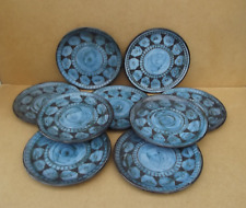 9 grandes assiettes à décor de frise graphique Vallauris A. Maunier vintage 60