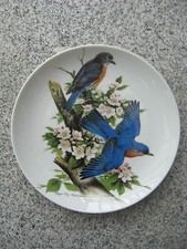 ASSIETTE MURALE PORCELAINE KAISER décor Couple Oiseau 19,5 cm