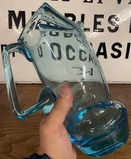 Carafe Verre Soufflé Bleue Vintage Design Ancien Cristal