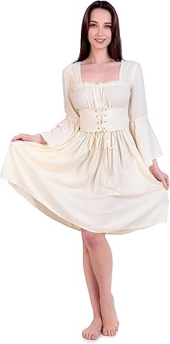 Robe corset col carré paysan